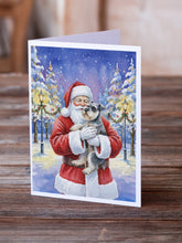Load image into Gallery viewer, Schnauzer with Santa Claus Greeting Cards Pack of 8