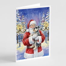 Load image into Gallery viewer, Schnauzer with Santa Claus Greeting Cards Pack of 8