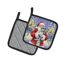 Load image into Gallery viewer, Schnauzer with Santa Claus Pair of Pot Holders
