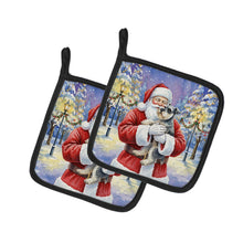 Load image into Gallery viewer, Schnauzer with Santa Claus Pair of Pot Holders