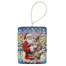 Load image into Gallery viewer, Scottish Deerhound with Santa Claus Porcelain Ornament