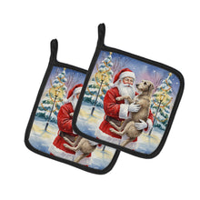 Load image into Gallery viewer, Scottish Deerhound with Santa Claus Pair of Pot Holders