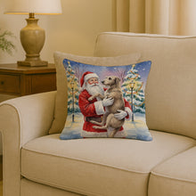 Load image into Gallery viewer, Scottish Deerhound with Santa Claus Throw Pillow