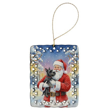 Load image into Gallery viewer, Scottish Terrier with Santa Claus Porcelain Ornament