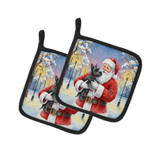 Load image into Gallery viewer, Scottish Terrier with Santa Claus Pair of Pot Holders