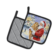 Load image into Gallery viewer, Shar Pei with Santa Claus Pair of Pot Holders