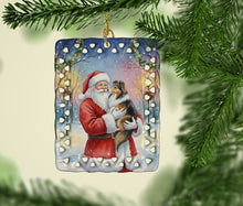 Load image into Gallery viewer, Sheltie with Santa Claus Porcelain Ornament