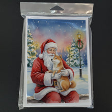 Load image into Gallery viewer, Shiba Inu with Santa Claus Greeting Cards Pack of 8