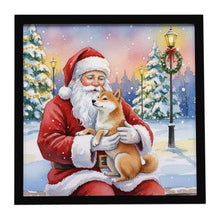 Load image into Gallery viewer, Shiba Inu with Santa Claus Framed Metal Print