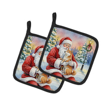 Load image into Gallery viewer, Shiba Inu with Santa Claus Pair of Pot Holders