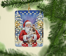 Load image into Gallery viewer, Shih Tzu with Santa Claus Porcelain Ornament