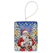Load image into Gallery viewer, Shih Tzu with Santa Claus Porcelain Ornament