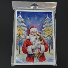 Load image into Gallery viewer, Shih Tzu with Santa Claus Greeting Cards Pack of 8