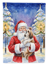 Load image into Gallery viewer, Shih Tzu with Santa Claus Garden Flag