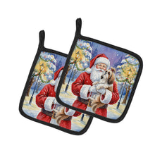 Load image into Gallery viewer, Shih Tzu with Santa Claus Pair of Pot Holders