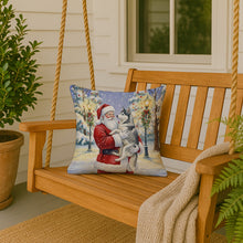Load image into Gallery viewer, Siberian Husky with Santa Claus Throw Pillow