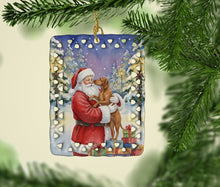 Load image into Gallery viewer, Vizsla with Santa Claus Porcelain Ornament