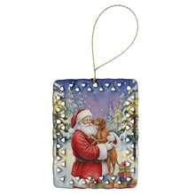 Load image into Gallery viewer, Vizsla with Santa Claus Porcelain Ornament