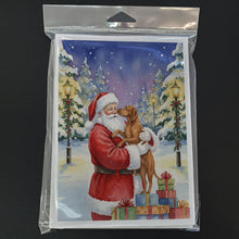 Load image into Gallery viewer, Vizsla with Santa Claus Greeting Cards Pack of 8