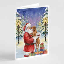 Load image into Gallery viewer, Vizsla with Santa Claus Greeting Cards Pack of 8