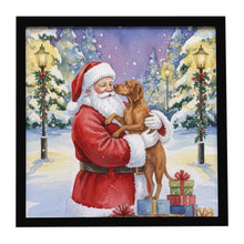 Load image into Gallery viewer, Vizsla with Santa Claus Framed Metal Print