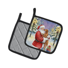 Load image into Gallery viewer, Vizsla with Santa Claus Pair of Pot Holders