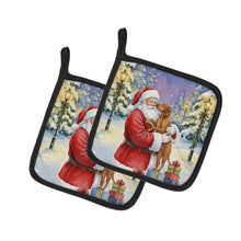 Load image into Gallery viewer, Vizsla with Santa Claus Pair of Pot Holders