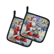 Load image into Gallery viewer, Weimaraner with Santa Claus Pair of Pot Holders
