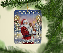 Load image into Gallery viewer, Welsh Springer Spaniel with Santa Claus Porcelain Ornament