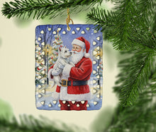 Load image into Gallery viewer, Westie with Santa Claus Porcelain Ornament