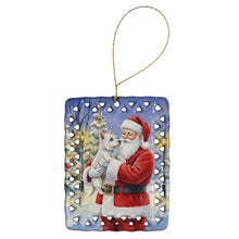 Load image into Gallery viewer, Westie with Santa Claus Porcelain Ornament