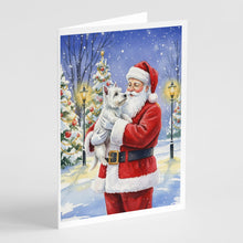 Load image into Gallery viewer, Westie with Santa Claus Greeting Cards Pack of 8