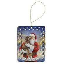 Load image into Gallery viewer, Wirehaired Pointing Griffon with Santa Claus Porcelain Ornament