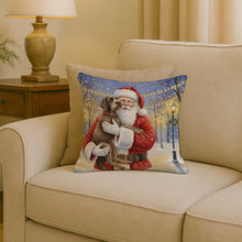 Load image into Gallery viewer, Wirehaired Pointing Griffon with Santa Claus Throw Pillow