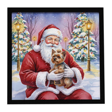 Load image into Gallery viewer, Yorkshire Terrier with Santa Claus Framed Metal Print