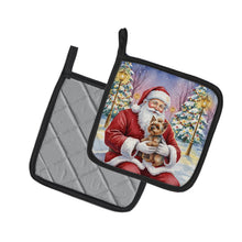 Load image into Gallery viewer, Yorkshire Terrier with Santa Claus Pair of Pot Holders