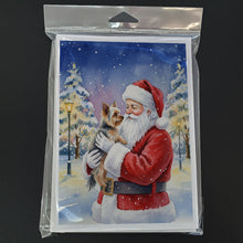 Load image into Gallery viewer, Yorkie with Santa Claus Greeting Cards Pack of 8