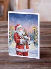 Load image into Gallery viewer, American Bobtail Cat with Santa Claus Greeting Cards Pack of 8