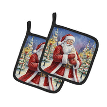 Load image into Gallery viewer, American Curl Cat with Santa Claus Pair of Pot Holders