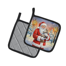 Load image into Gallery viewer, American Shorthair Cat with Santa Claus Pair of Pot Holders