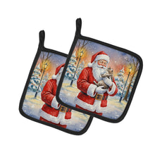 Load image into Gallery viewer, American Shorthair Cat with Santa Claus Pair of Pot Holders