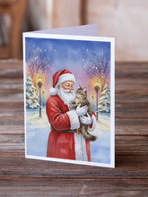 Load image into Gallery viewer, American Wirehair Cat with Santa Claus Greeting Cards Pack of 8