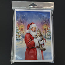 Load image into Gallery viewer, American Wirehair Cat with Santa Claus Greeting Cards Pack of 8