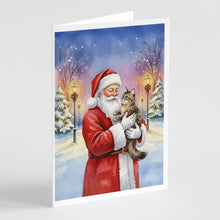 Load image into Gallery viewer, American Wirehair Cat with Santa Claus Greeting Cards Pack of 8