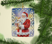 Load image into Gallery viewer, Asian Cat with Santa Claus Porcelain Ornament