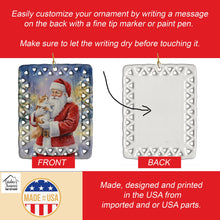 Load image into Gallery viewer, Asian Cat with Santa Claus Porcelain Ornament