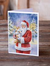 Load image into Gallery viewer, Asian Cat with Santa Claus Greeting Cards Pack of 8
