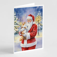 Load image into Gallery viewer, Asian Cat with Santa Claus Greeting Cards Pack of 8