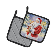 Load image into Gallery viewer, Asian Cat with Santa Claus Pair of Pot Holders