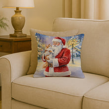 Load image into Gallery viewer, Asian Cat with Santa Claus Throw Pillow